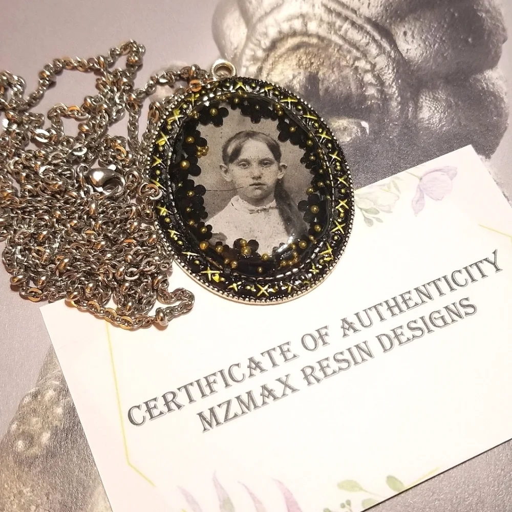 Real VICTORIAN PICTURE MzMax Resin Designs Large Pendant Necklace